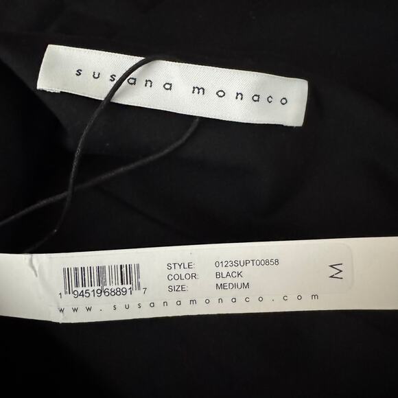 Susana Monaco Flared Angled Wire String Top Women’s Medium Black Sweetheart NWT - Picture 6 of 7